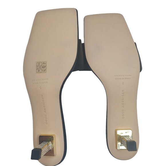 Good American Kickstand Slide Sandal Black Embellished Heel Size 9 NWOB - Picture 3 of 7